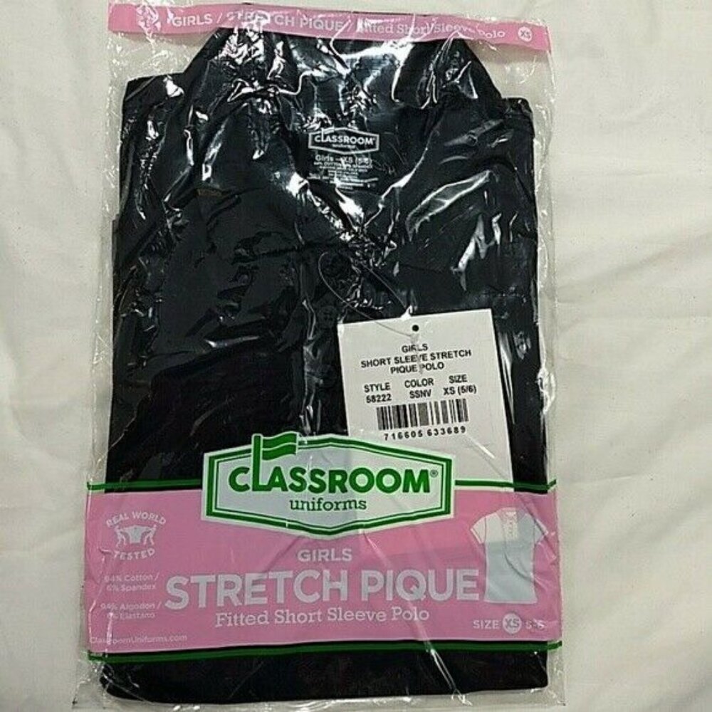 Classroom Girl's Uniforms Black Pique Polo Shirt